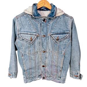 Vintage 80s/90s New Order Outerwear Hooded Denim Jean Jacket - Youth L